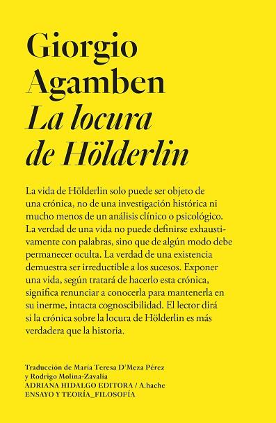 LOCURA DE HÖLDERLIN, LA | 9788419208149 | AGAMBEN, GIORGIO | Llibreria Online de Banyoles | Comprar llibres en català i castellà online