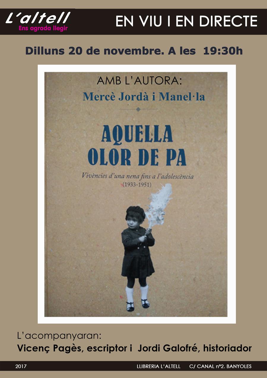 MERCÈ JORDÀ presenta el seu llibre AQUELLA OLOR DE PA - Llibreria Online de Banyoles | Comprar llibres en català i castellà online