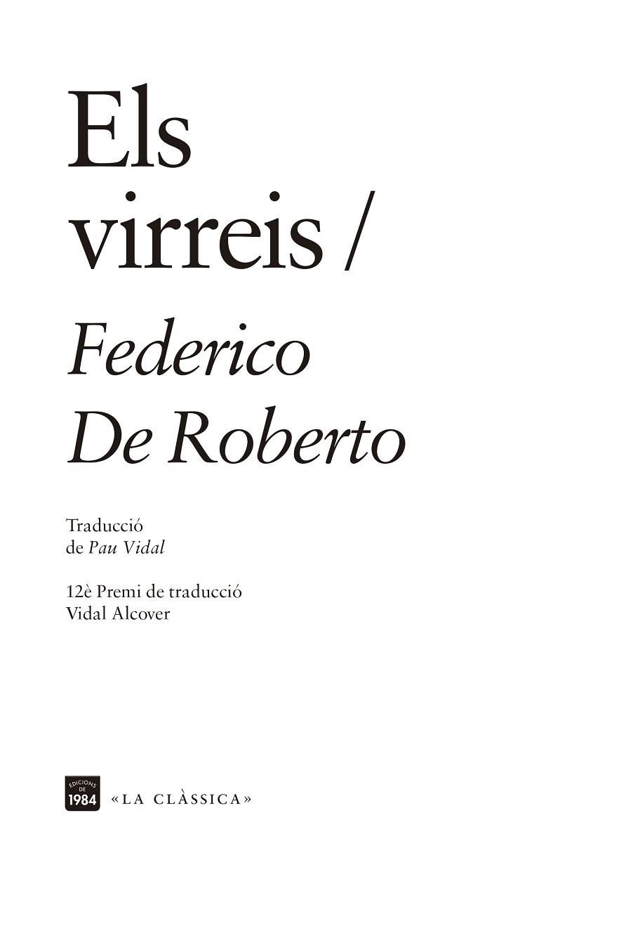 ELS VIRREIS | 9788416987832 | DE ROBERTO, FEDERICO | Llibreria Online de Banyoles | Comprar llibres en català i castellà online