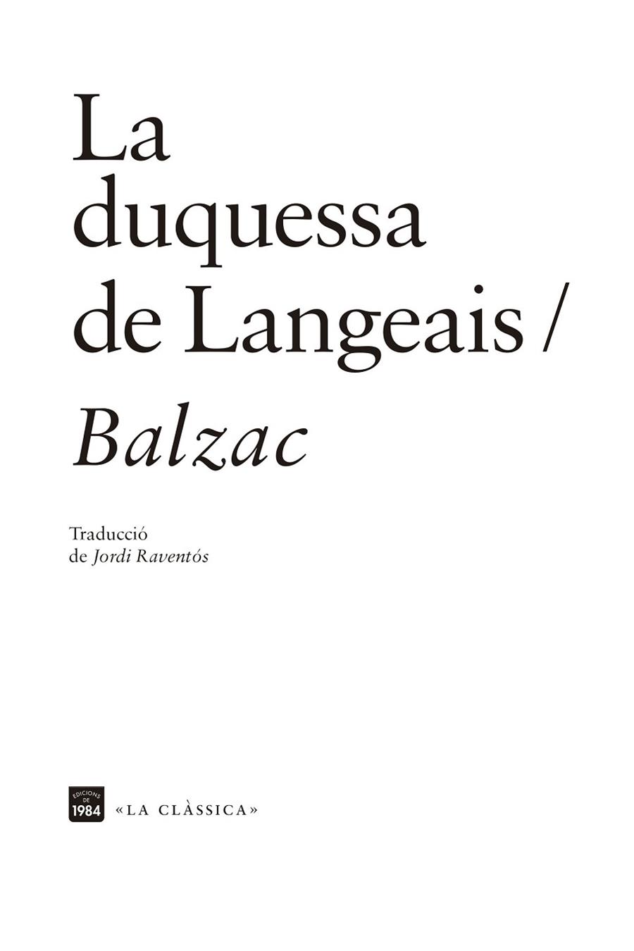 LA DUQUESSA DE LANGEAIS | 9788418858161 | BALZAC, HONORÉ DE | Llibreria Online de Banyoles | Comprar llibres en català i castellà online