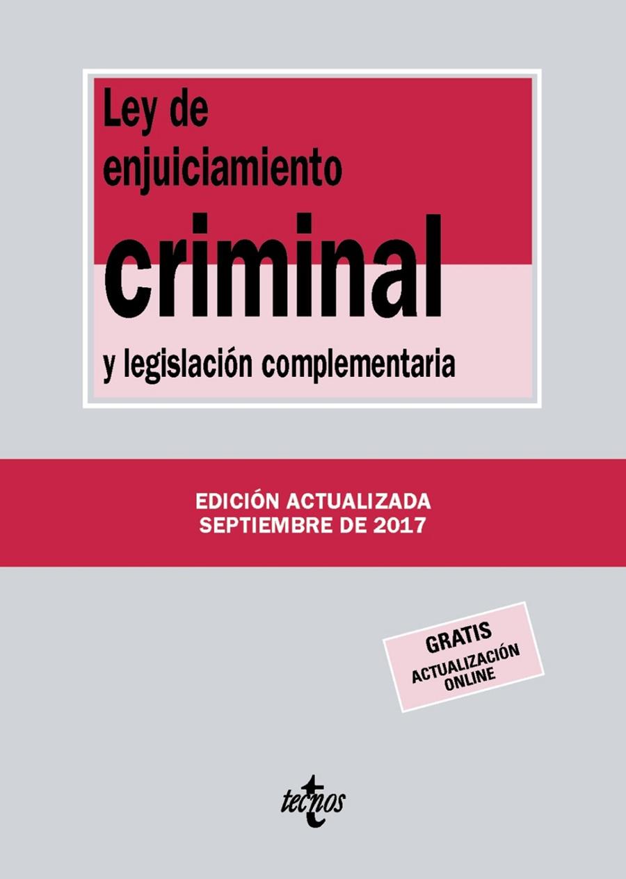 LEY DE ENJUICIAMIENTO CRIMINAL Y LEGISLACIÓN COMPLEMENTARIA | 9788430971848 | EDITORIAL TECNOS | Llibreria Online de Banyoles | Comprar llibres en català i castellà online