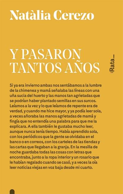 Y PASARON TANTOS AÑOS | 9788416738052 | CEREZO, NATÀLIA | Llibreria Online de Banyoles | Comprar llibres en català i castellà online