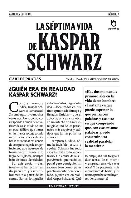 SÉPTIMA VIDA DE KASPAR SCHWARZ, LA | 9788494464133 | PRADAS LECHUGA, CARLES | Llibreria Online de Banyoles | Comprar llibres en català i castellà online