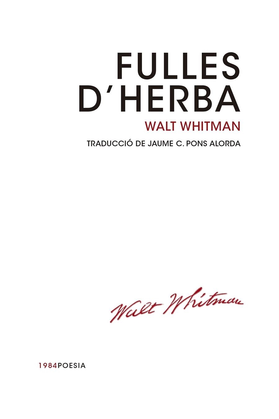 FULLES D'HERBA | 9788415835301 | WHITMAN, WALT | Llibreria L'Altell - Llibreria Online de Banyoles | Comprar llibres en català i castellà online - Llibreria de Girona