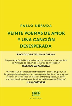 VEINTE POEMAS DE AMOR Y UNA CANCIÓN DESESPERADA | 9788416259595 | Llibreria Online de Banyoles | Comprar llibres en català i castellà online