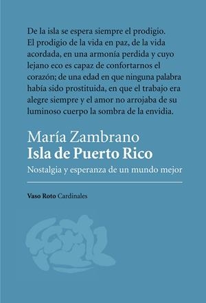 ISLA DE PUERTO RICO | 9788416193691 | ZAMBRANO, MARÍA | Llibreria L'Altell - Llibreria Online de Banyoles | Comprar llibres en català i castellà online - Llibreria de Girona