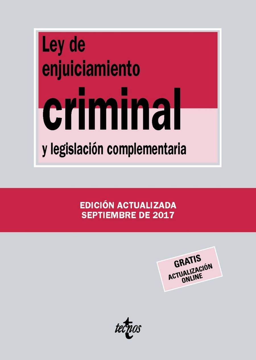 LEY DE ENJUICIAMIENTO CRIMINAL Y LEGISLACIÓN COMPLEMENTARIA | 9788430971848 | EDITORIAL TECNOS | Llibreria L'Altell - Llibreria Online de Banyoles | Comprar llibres en català i castellà online - Llibreria de Girona