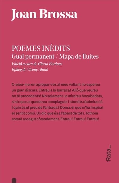 POEMES INÈDITS | 9788416738243 | BROSSA I CUERVO, JOAN | Llibreria L'Altell - Llibreria Online de Banyoles | Comprar llibres en català i castellà online - Llibreria de Girona