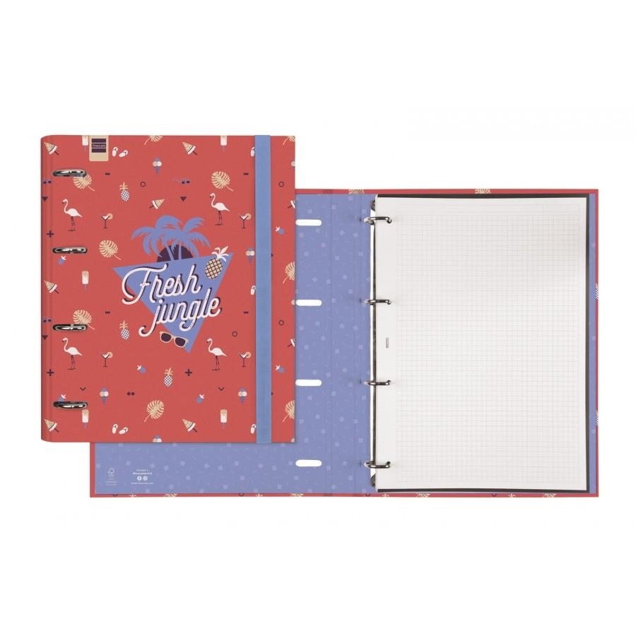 CARPETA-BLOC 4ANELLES  FLAMINGO A4 FRESH JUNGLE | 8422952164807 | Llibreria Online de Banyoles | Comprar llibres en català i castellà online