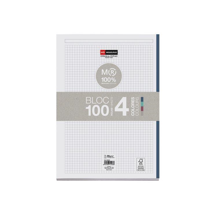 BLOC MIQUELRIUS A4 100 FULLS QUADRICULATS 4 COLORS 4 FORATS RECICLAT MR7455 | 8422593074558 | MIQUELRIUS | Llibreria L'Altell - Llibreria Online de Banyoles | Comprar llibres en català i castellà online - Llibreria de Girona