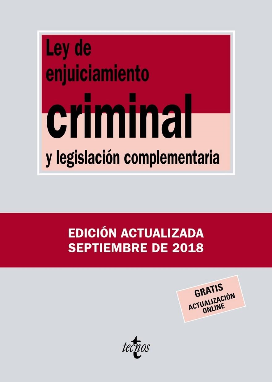 LEY DE ENJUICIAMIENTO CRIMINAL Y LEGISLACIÓN COMPLEMENTARIA | 9788430975112 | EDITORIAL TECNOS | Llibreria L'Altell - Llibreria Online de Banyoles | Comprar llibres en català i castellà online - Llibreria de Girona