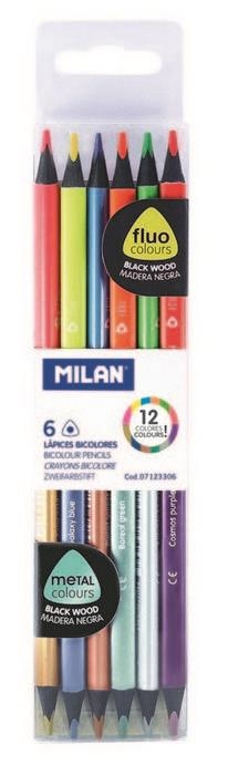 CAPSETA 6 LLAPIS BICOLOR FLUO-METALL MILAN | 8411574080084 | MILAN | Llibreria L'Altell - Llibreria Online de Banyoles | Comprar llibres en català i castellà online - Llibreria de Girona