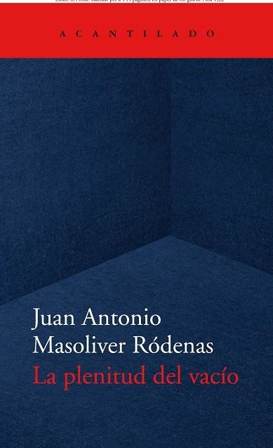 PLENITUD DEL VACÍO, LA | 9788418370779 | MASOLIVER RÓDENAS, JUAN ANTONIO | Llibreria L'Altell - Llibreria Online de Banyoles | Comprar llibres en català i castellà online - Llibreria de Girona