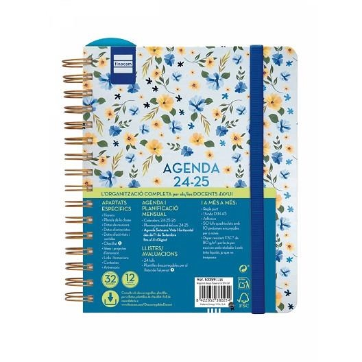 AGENDA DISSENY MAGISTRAL 1/4 SETMANA VISTA HORITZONTAL 24-25 FLORS | 8422952380214 | FINOCAM | Llibreria Online de Banyoles | Comprar llibres en català i castellà online