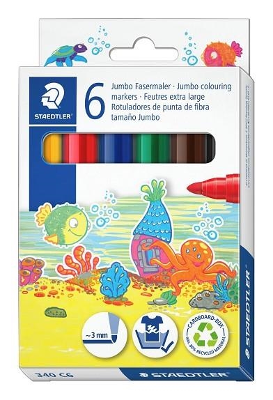 CAPSA DE 6 RETOLADORS DE PUNTA DE FIBRA MIDA JUMBO | 4007817153642 | STAEDTLER | Llibreria L'Altell - Llibreria Online de Banyoles | Comprar llibres en català i castellà online - Llibreria de Girona