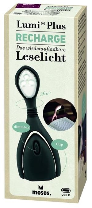 LÀMPADA DE LECTURA LED RECARREGABLE LUMI PLUS ANTRACITA | 4033477834454 | MOSES | Llibreria Online de Banyoles | Comprar llibres en català i castellà online