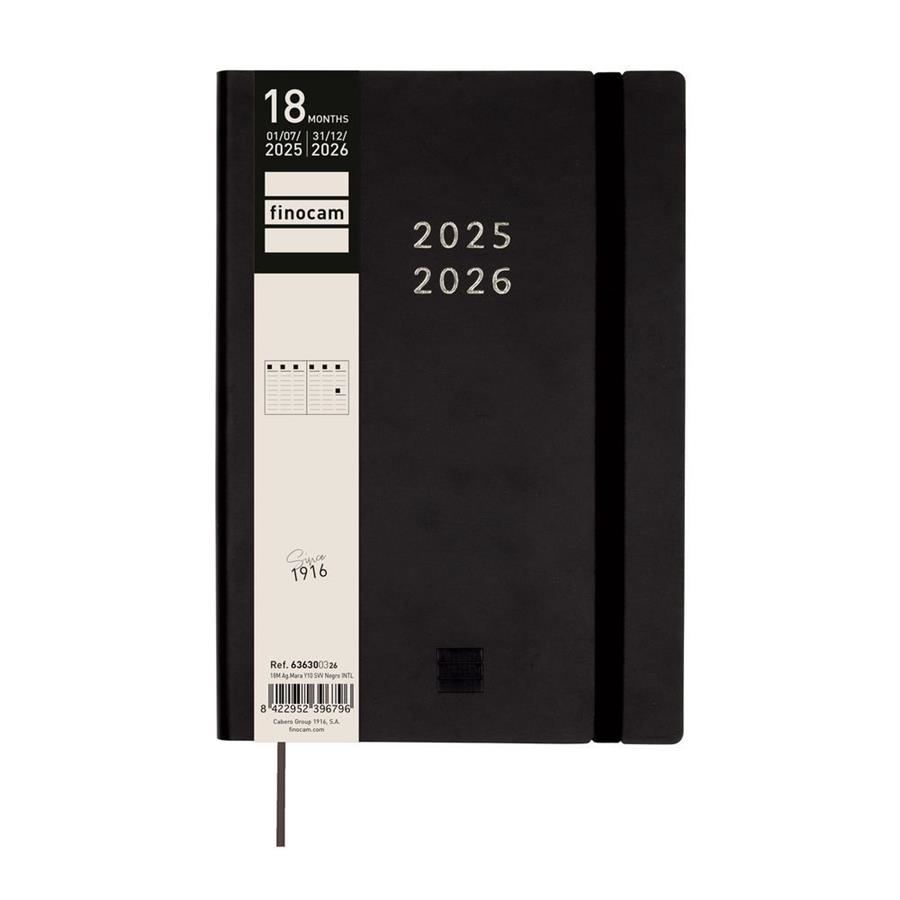 AGENDA 18 MESOS 2025-26 FINOCAM MARA INTERNACIONAL Y10 S/V VERTICAL NEGRA | 8422952396796 | FINOCAM | Llibreria Online de Banyoles | Comprar llibres en català i castellà online