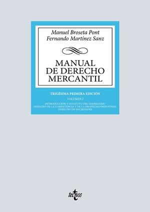 MANUAL DE DERECHO MERCANTIL | 9788430992669 | BROSETA PONT, MANUEL/MARTÍNEZ SANZ, FERNANDO | Llibreria Online de Banyoles | Comprar llibres en català i castellà online