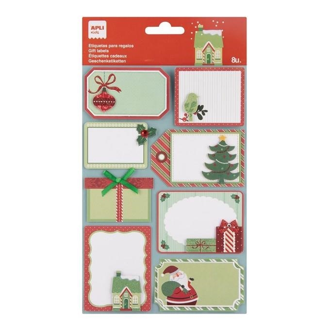 PAQUET DE 8 ETIQUETES DE REGAL DE NADAL APLI KIDS | 8410782202264 | APLI | Llibreria L'Altell - Llibreria Online de Banyoles | Comprar llibres en català i castellà online - Llibreria de Girona