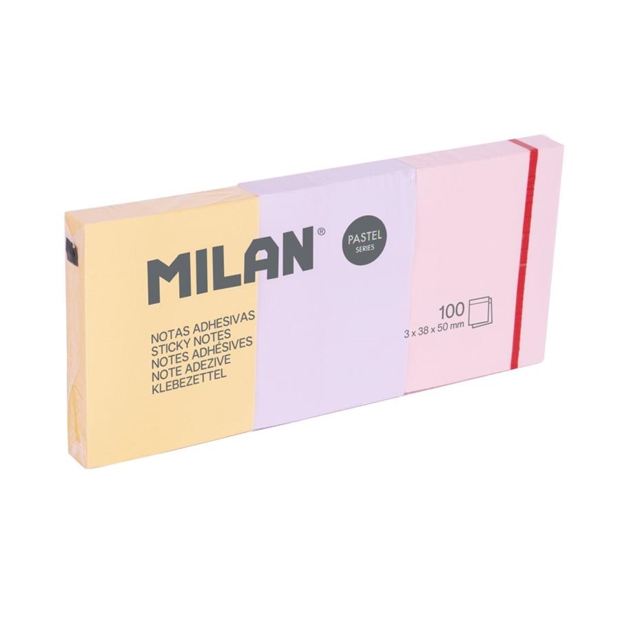 CONJUNT 3 BLOCS DE 100 NOTES ADHESIVES 50 X 40 MM MILAN PASTEL | 8411574114598 | MILANT | Llibreria Online de Banyoles | Comprar llibres en català i castellà online