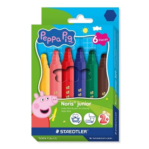 CAPSA DE 6 RETULADORS PUNTA DE FIBRA GRUIXUTS STAEDTLER NORIS JUNIOR PEPPA PIG | 4007817179673 | STAEDTLER | Llibreria Online de Banyoles | Comprar llibres en català i castellà online