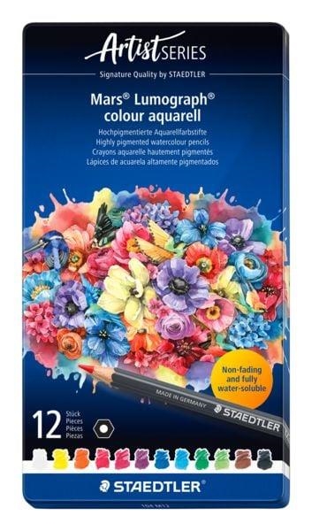 CAPSA DE 12 LLAPIS DE COLORS AQUAREL·LABLES ALTAMENT PIGMENTATS STAEDTLER MARS LUMOGRAPH ARTIST SERIES | 4007817172797 | STAEDTLER | Llibreria Online de Banyoles | Comprar llibres en català i castellà online