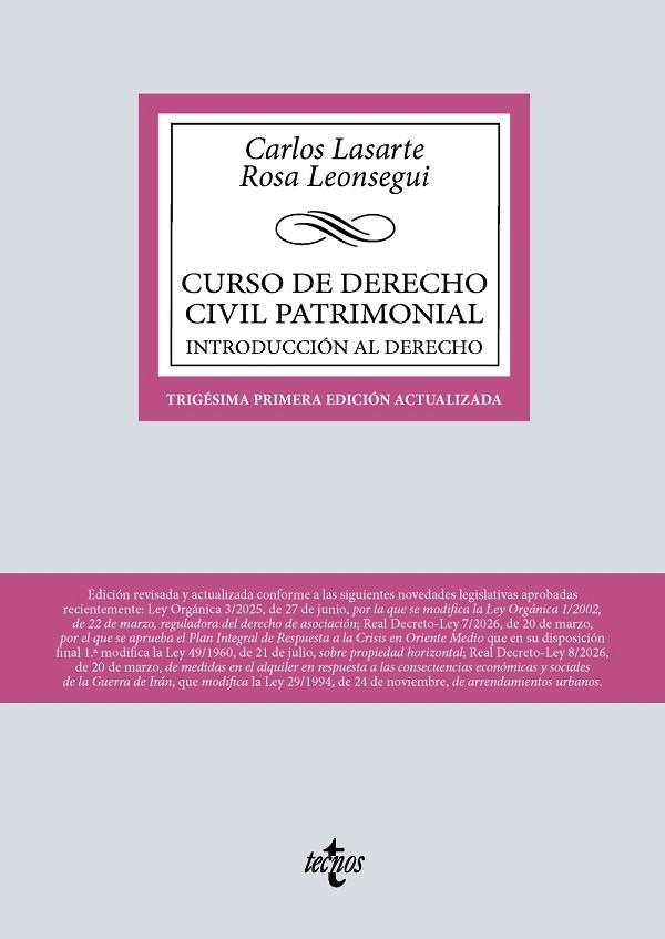 CURSO DE DERECHO CIVIL PATRIMONIAL | 9788430994632 | LASARTE, CARLOS/LEONSEGUI GUILLOT, ROSA ADELA | Llibreria Online de Banyoles | Comprar llibres en català i castellà online