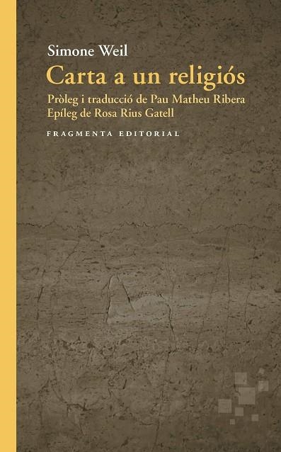 CARTA A UN RELIGIÓS | 9791387548339 | WEIL, SIMONE | Llibreria L'Altell - Llibreria Online de Banyoles | Comprar llibres en català i castellà online - Llibreria de Girona